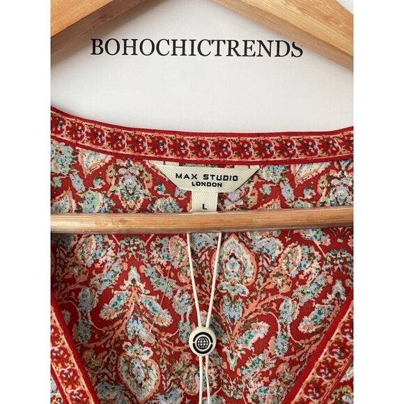 NWT WOMEN'S COTTAGECORE FLORAL MAXI DRESS, SIZE LARGE PEASANT WESTERN BOHO - Picture 8 of 12